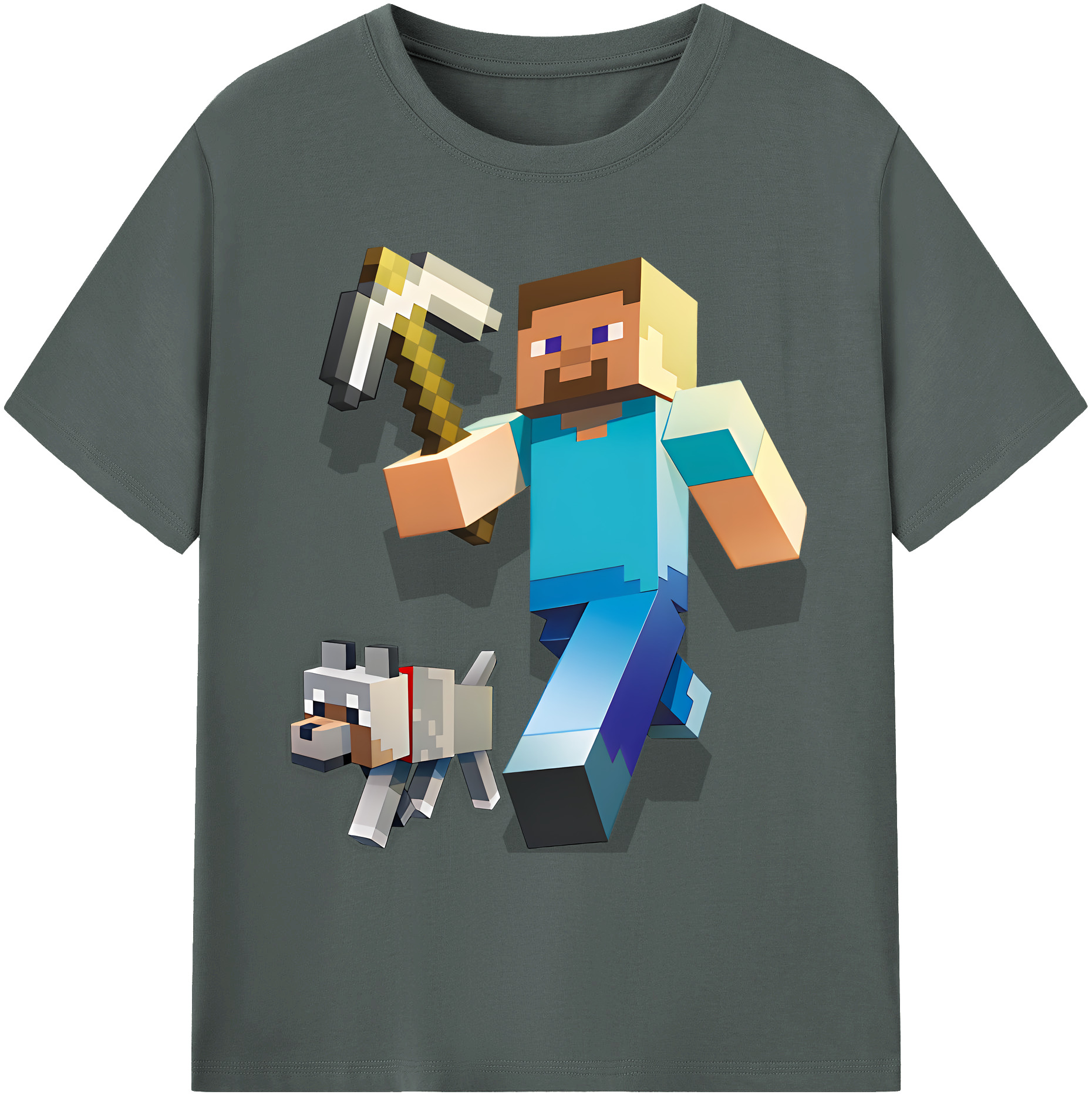 （画像用） マインクラフト ブロックの世界 Minecraft MC Block world 綿100％ メンズ半袖Tシャツ｜肌触りやわらか＆通気性